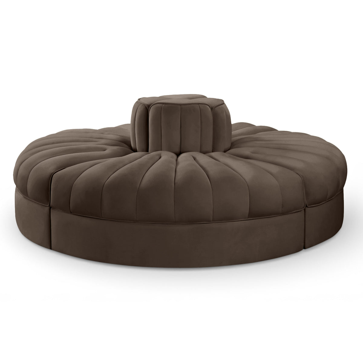 Rummi Brown Velvet Performance Fabric Upholstered 4pc. Modular Sofa in brown velvet, primary product view
