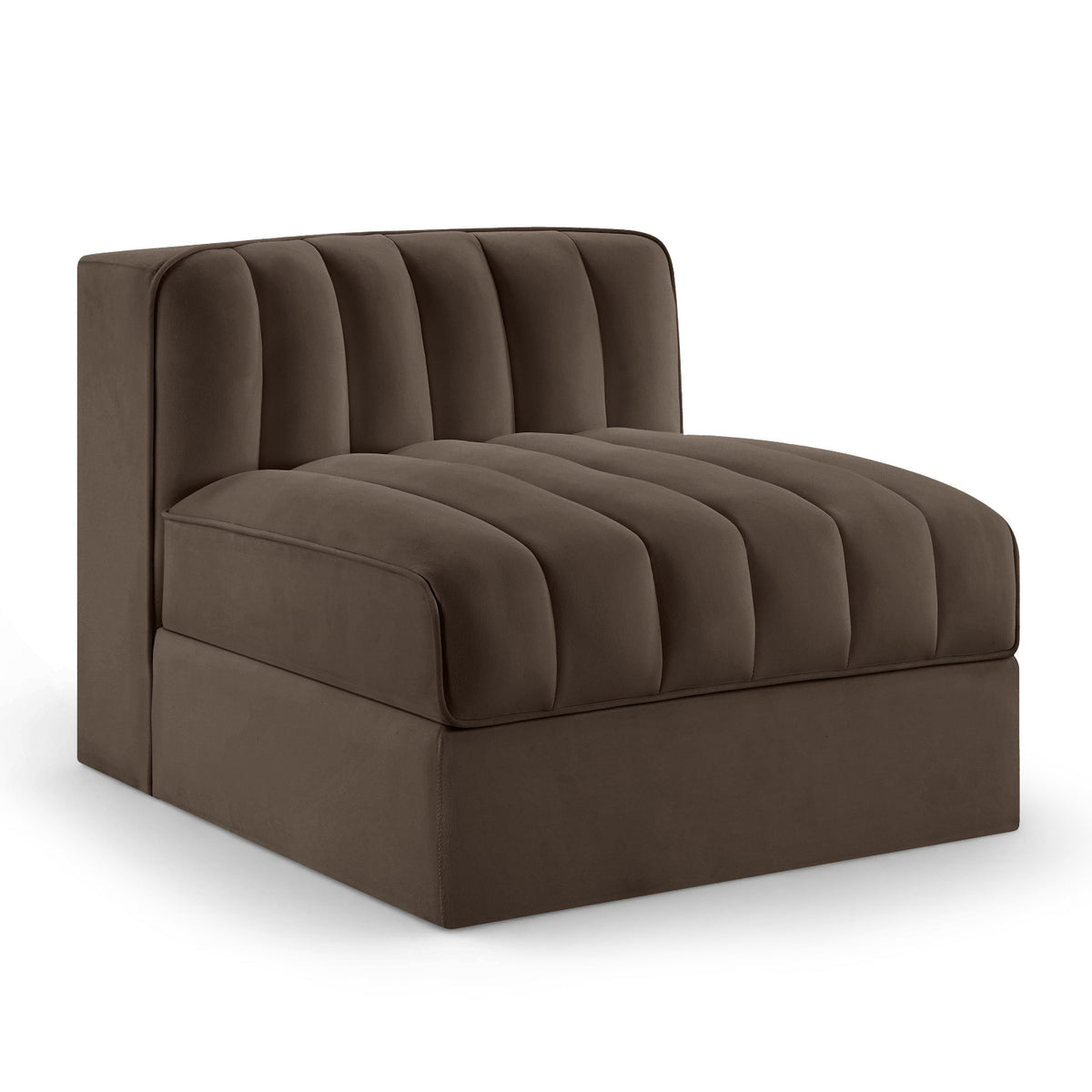 Rummi Brown Velvet Performance Fabric Upholstered Modular Chair in brown velvet, primary product view