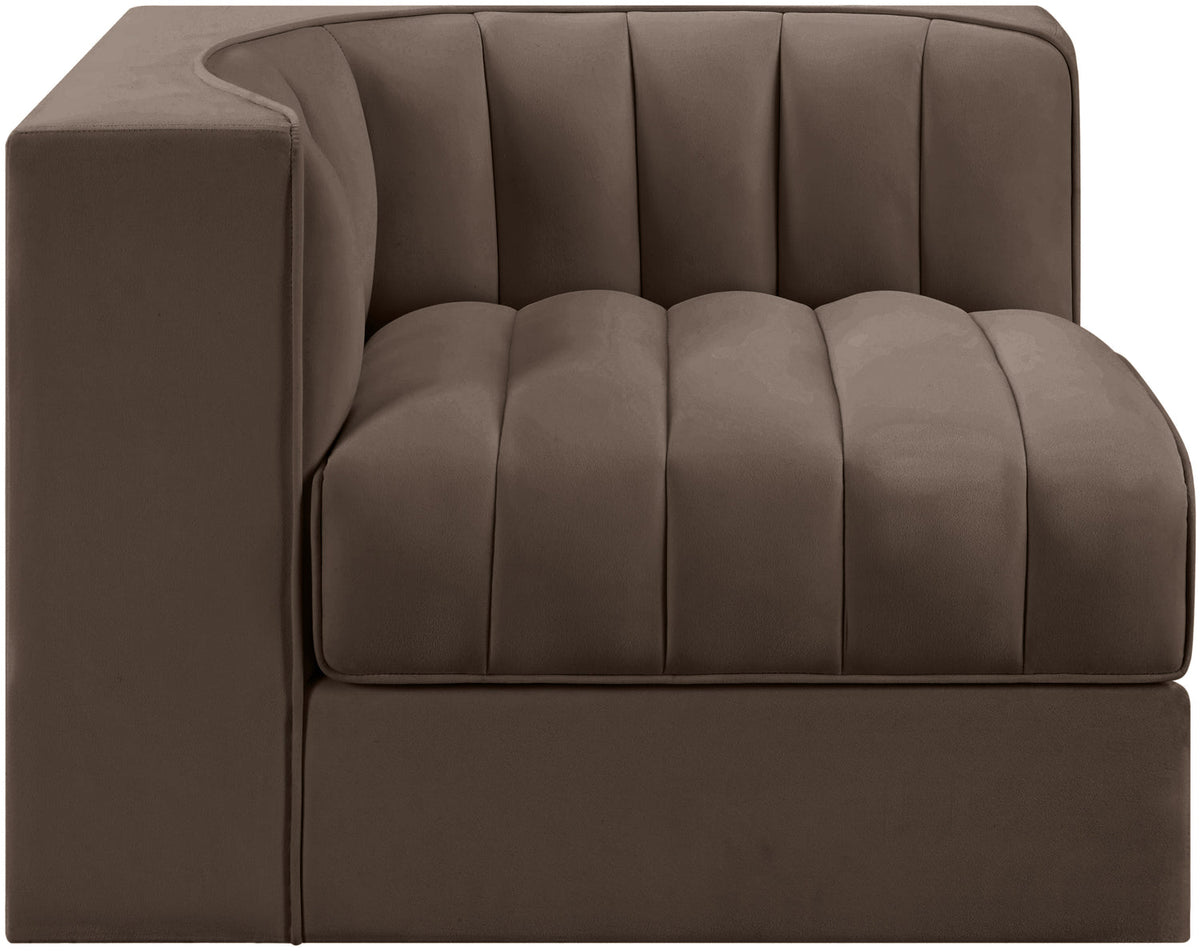 Rummi Brown Velvet Performance Fabric Upholstered Modular Chair