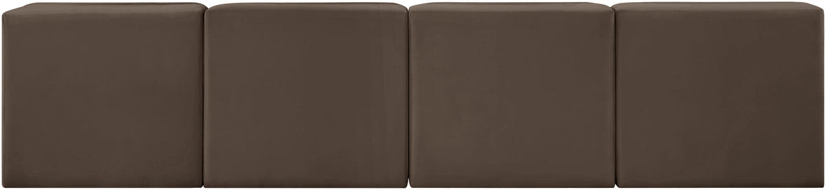 Rummi Brown Velvet Performance Fabric Upholstered 4 Piece Modular Sofa