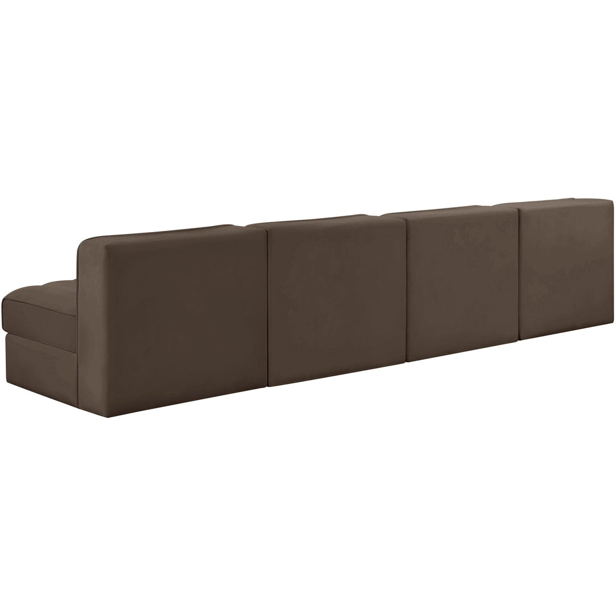 Rummi Brown Velvet Performance Fabric Upholstered 4 Piece Modular Sofa