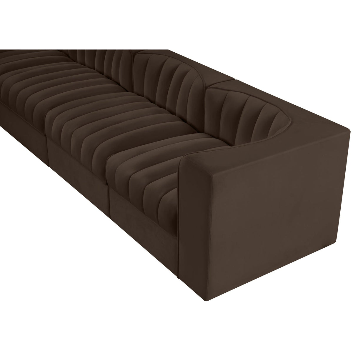 Rummi Brown Velvet Performance Fabric Upholstered 4 Piece Modular Sofa