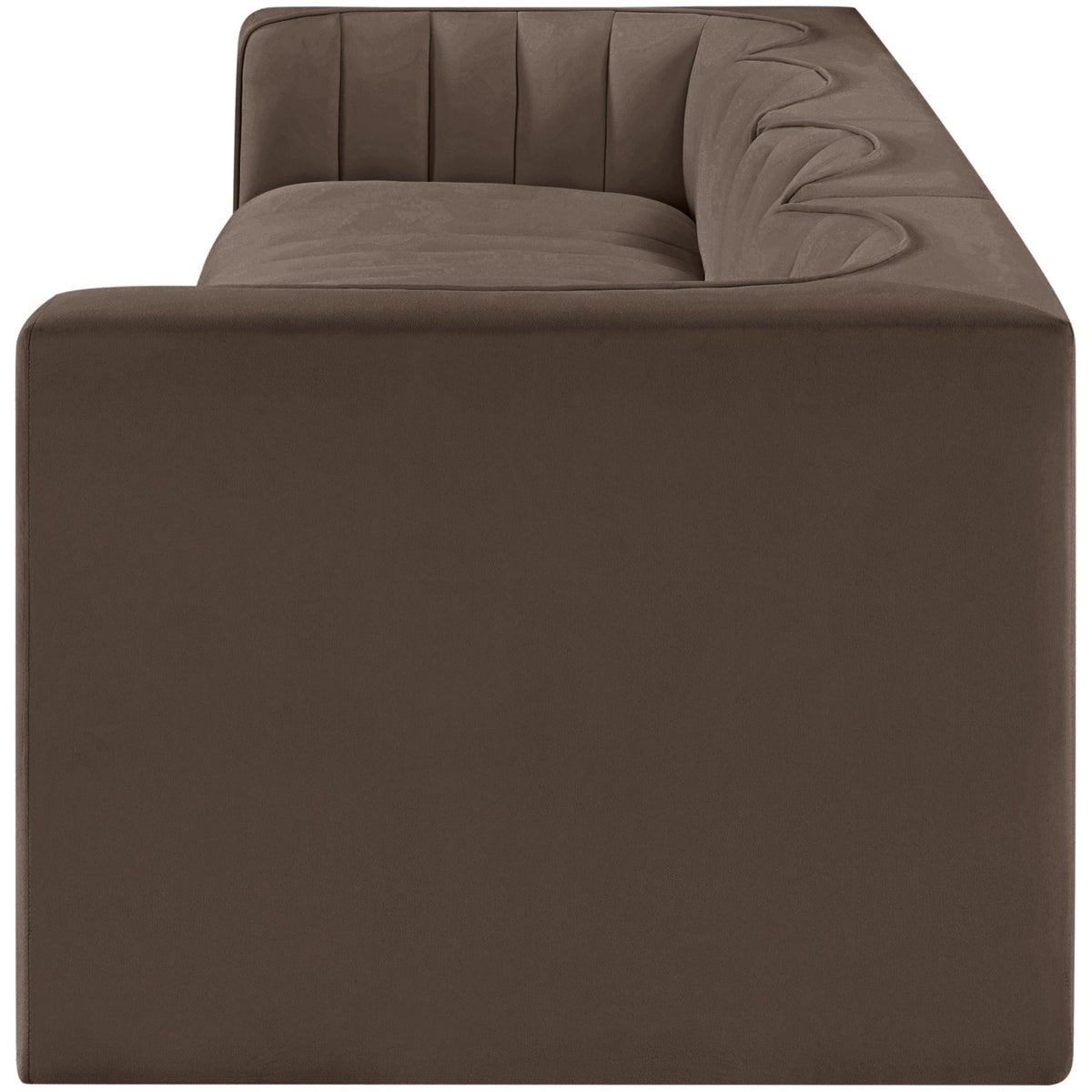 Rummi Brown Velvet Performance Fabric Upholstered 4 Piece Modular Sofa