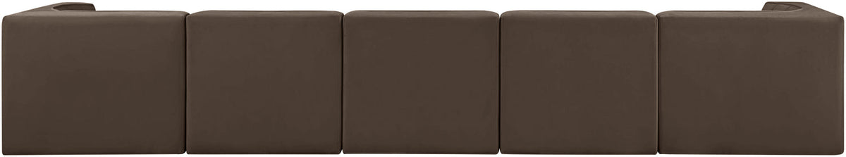 Rummi Brown Velvet Performance Fabric Upholstered 5 Piece Modular Sofa