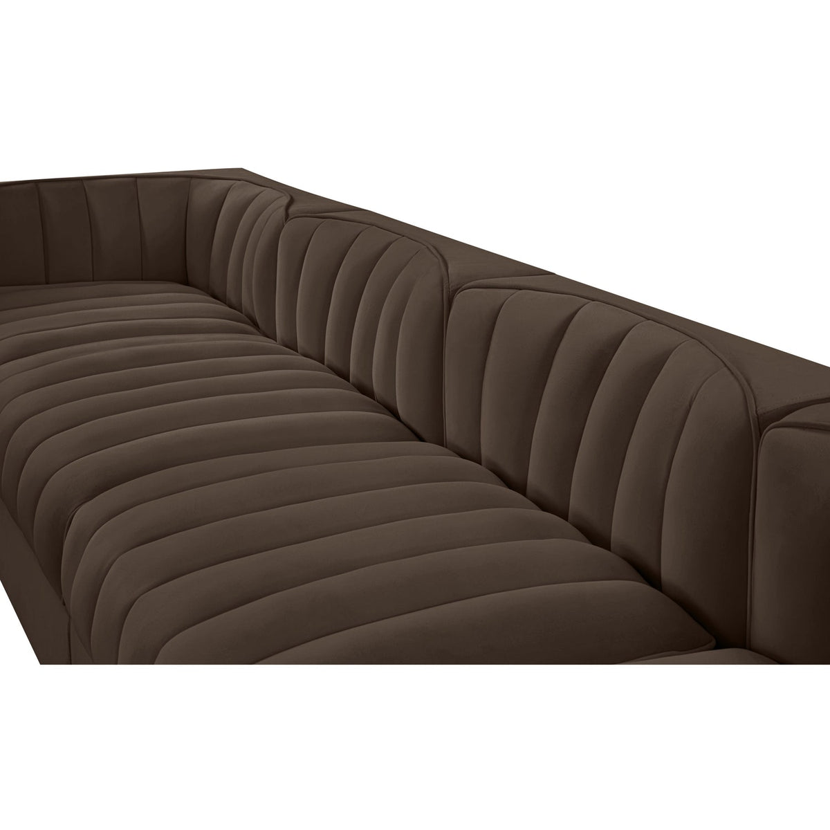 Rummi Brown Velvet Performance Fabric Upholstered 5 Piece Modular Sofa
