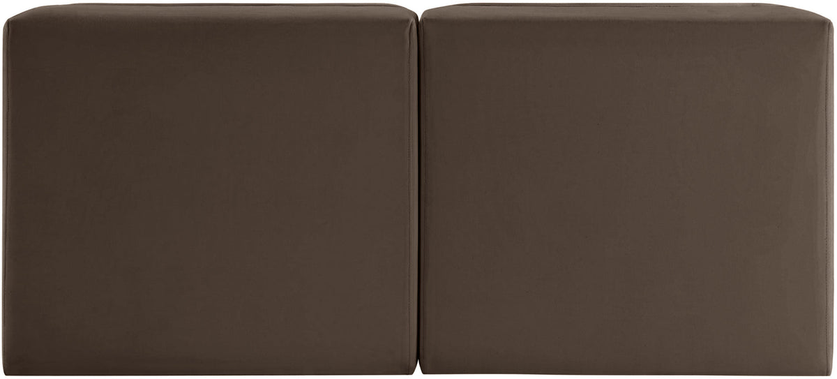 Rummi Brown Velvet Performance Fabric Upholstered 2 Piece Modular Loveseat