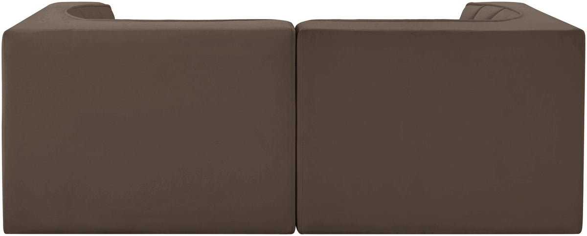 Rummi Brown Velvet Performance Fabric Upholstered 2 Piece Modular Loveseat