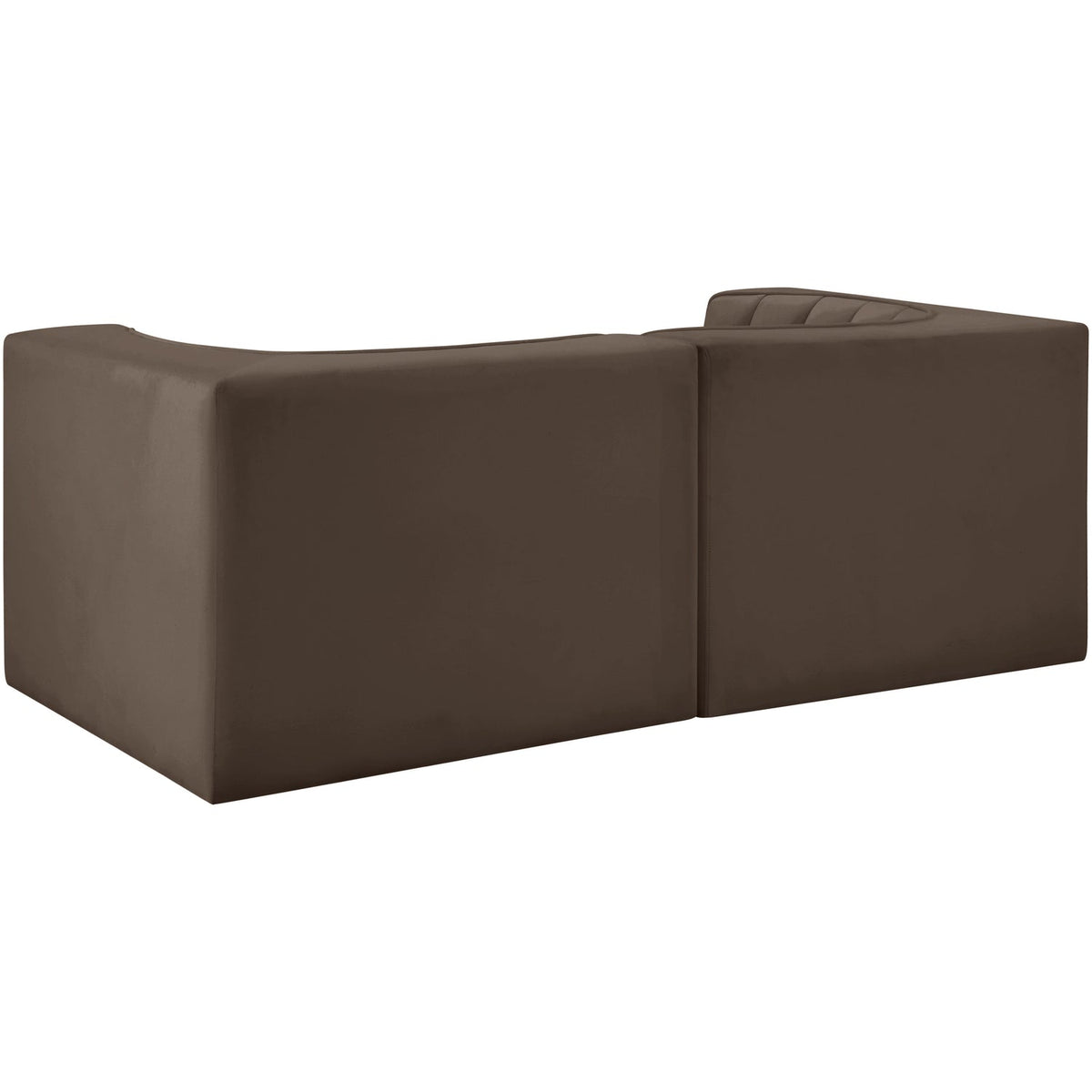 Rummi Brown Velvet Performance Fabric Upholstered 2 Piece Modular Loveseat