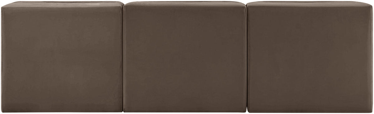 Rummi Brown Velvet Performance Fabric Upholstered 3 Piece Modular Sofa