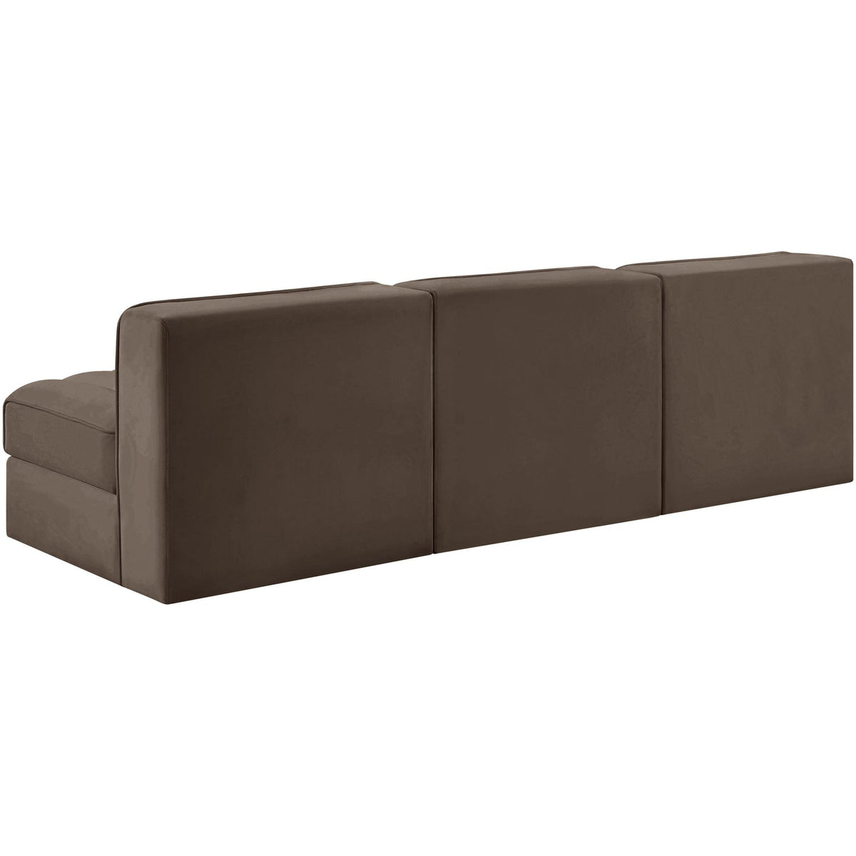 Rummi Brown Velvet Performance Fabric Upholstered 3 Piece Modular Sofa