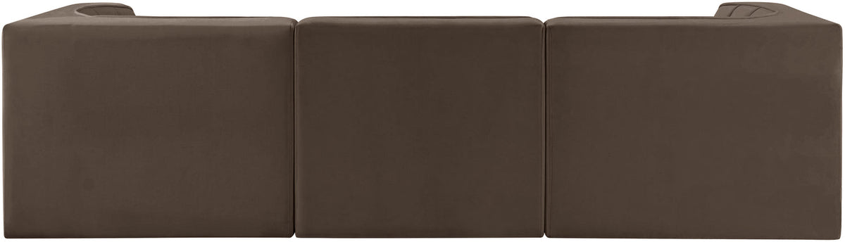 Rummi Brown Velvet Performance Fabric Upholstered 3 Piece Modular Sofa