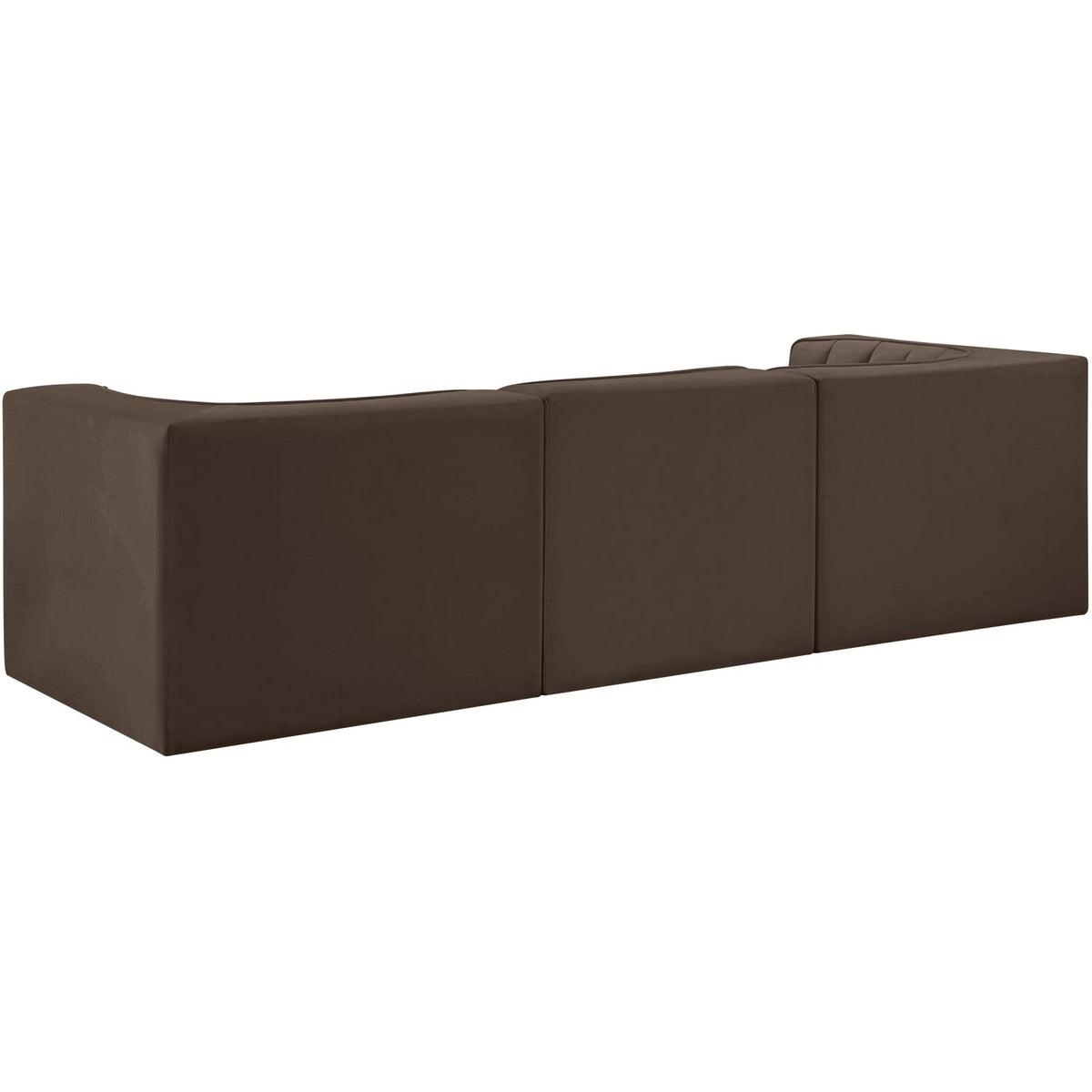 Rummi Brown Velvet Performance Fabric Upholstered 3 Piece Modular Sofa