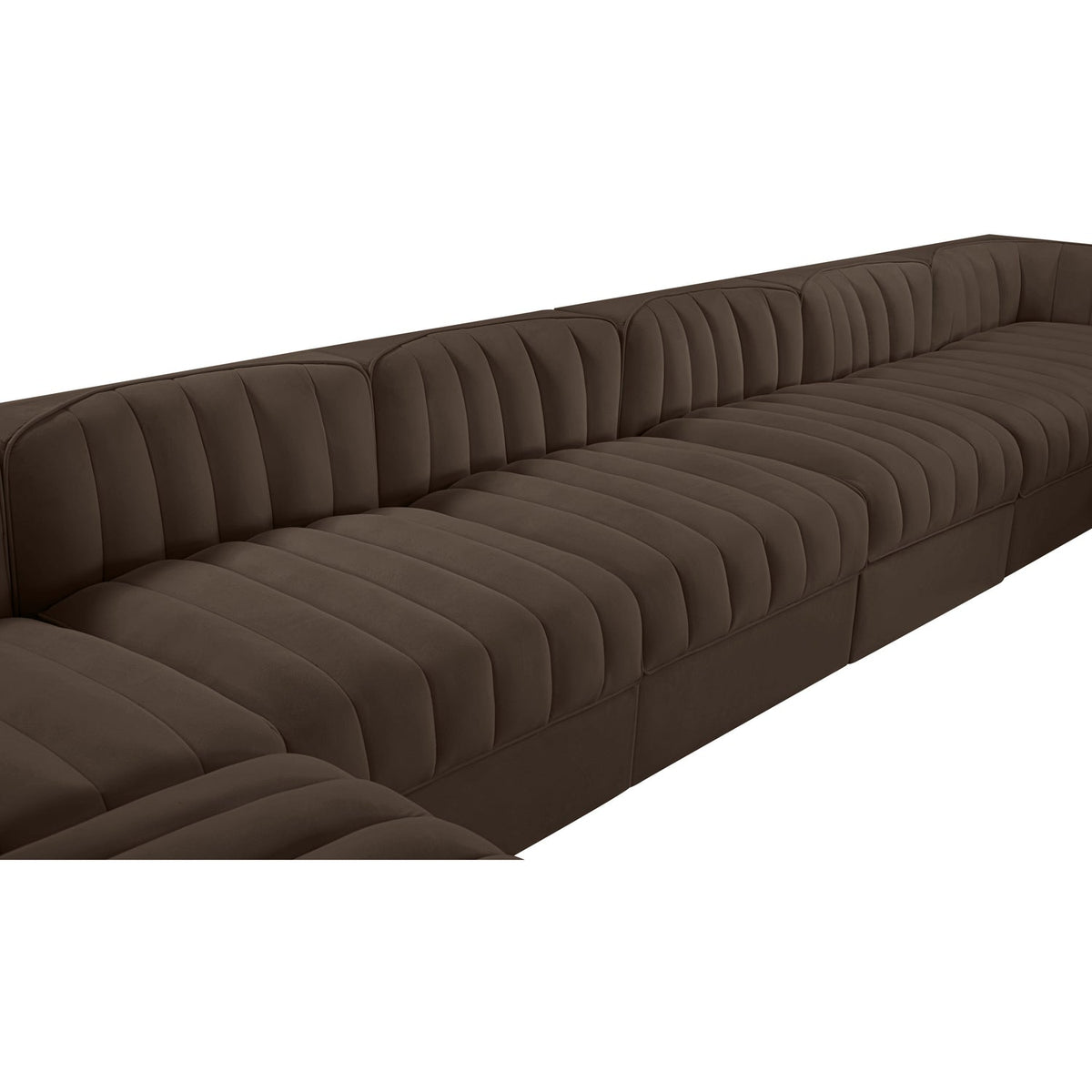 Rummi Brown Velvet Performance Fabric Upholstered 10 Piece Modular Sectional Sofa