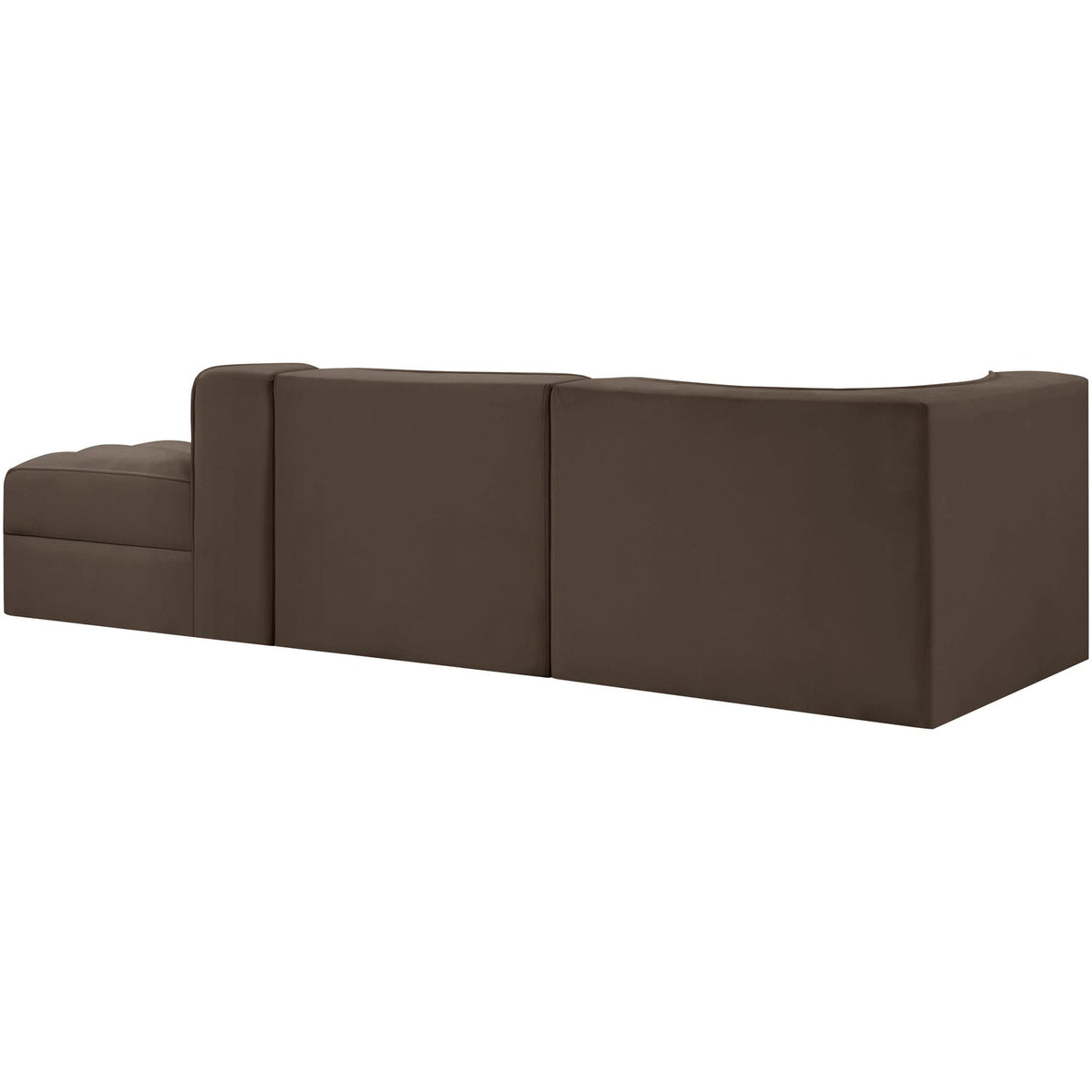 Rummi Brown Velvet Performance Fabric Upholstered 3 Piece Modular Sectional Sofa