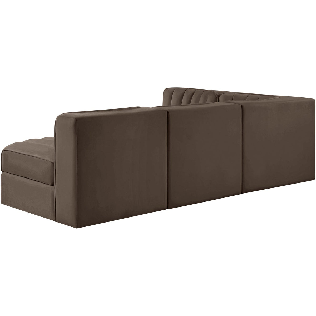 Rummi Brown Velvet Performance Fabric Upholstered 4 Piece Modular Sectional Sofa