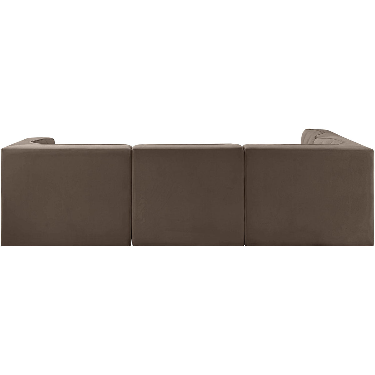 Rummi Brown Velvet Performance Fabric Upholstered 4 Piece Modular Sectional Sofa