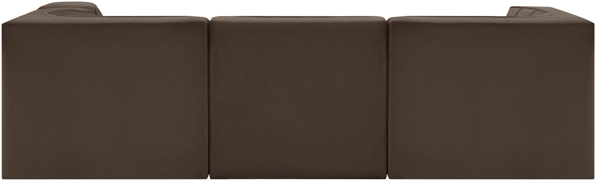 Rummi Brown Velvet Performance Fabric Upholstered 4 Piece Modular Sectional Sofa