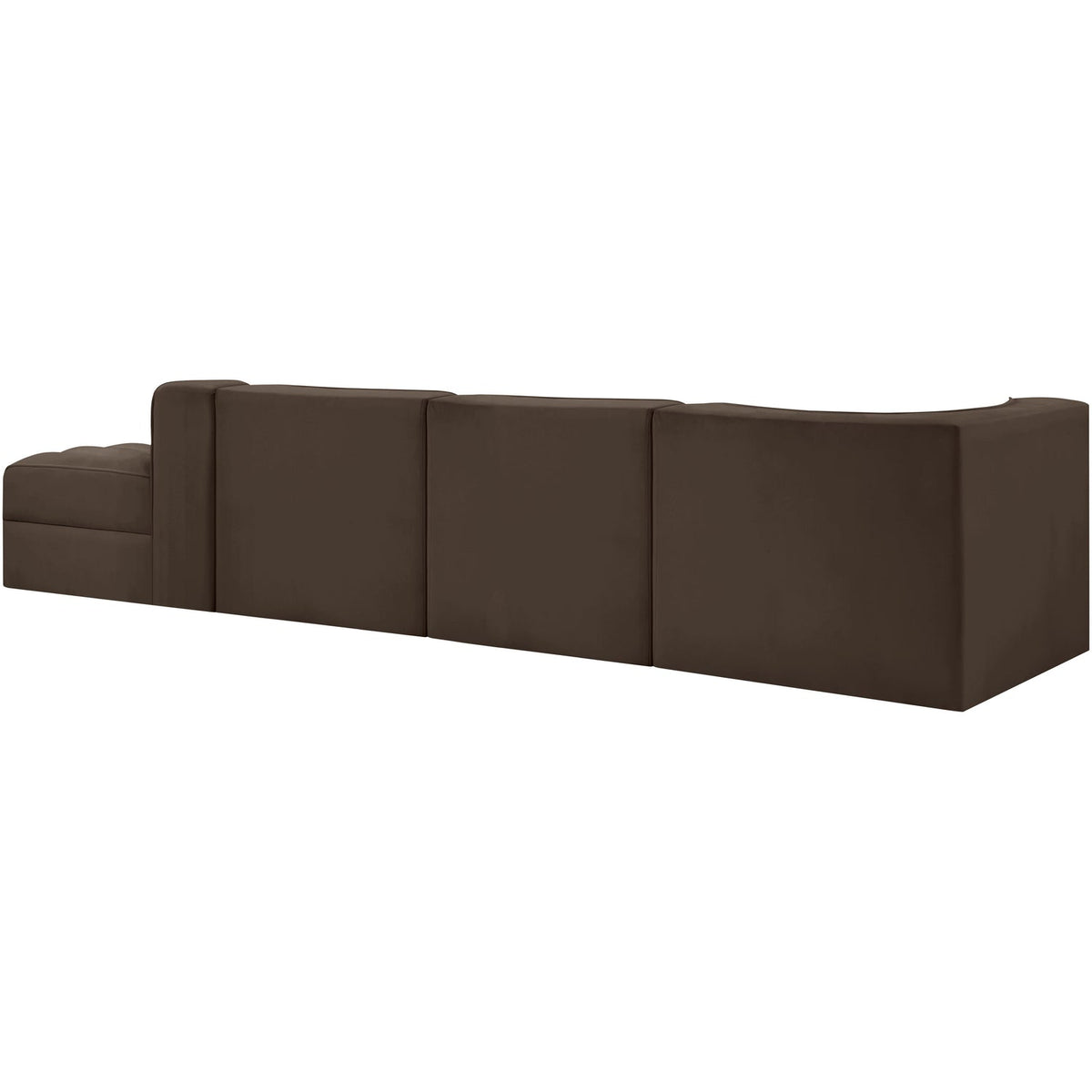 Rummi Brown Velvet Performance Fabric Upholstered 4 Piece Modular Sectional Sofa