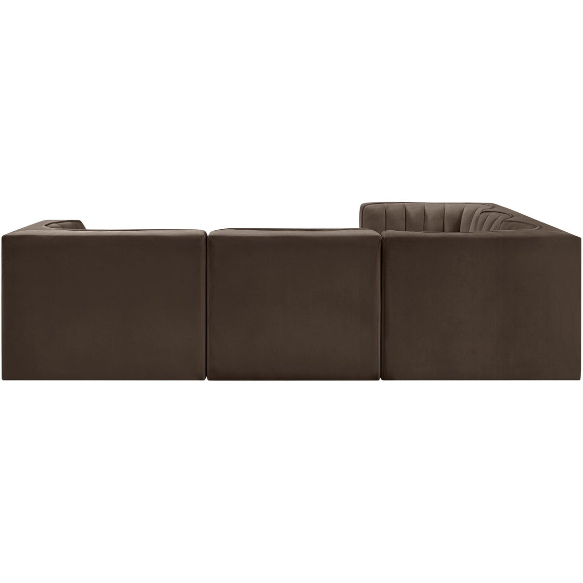 Rummi Brown Velvet Performance Fabric Upholstered 5 Piece Modular Sectional Sofa