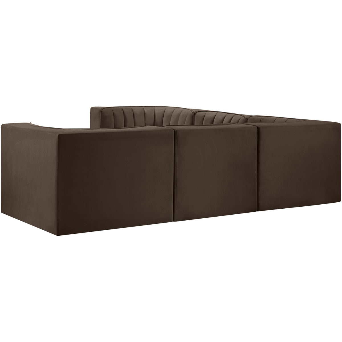 Rummi Brown Velvet Performance Fabric Upholstered 5 Piece Modular Sectional Sofa