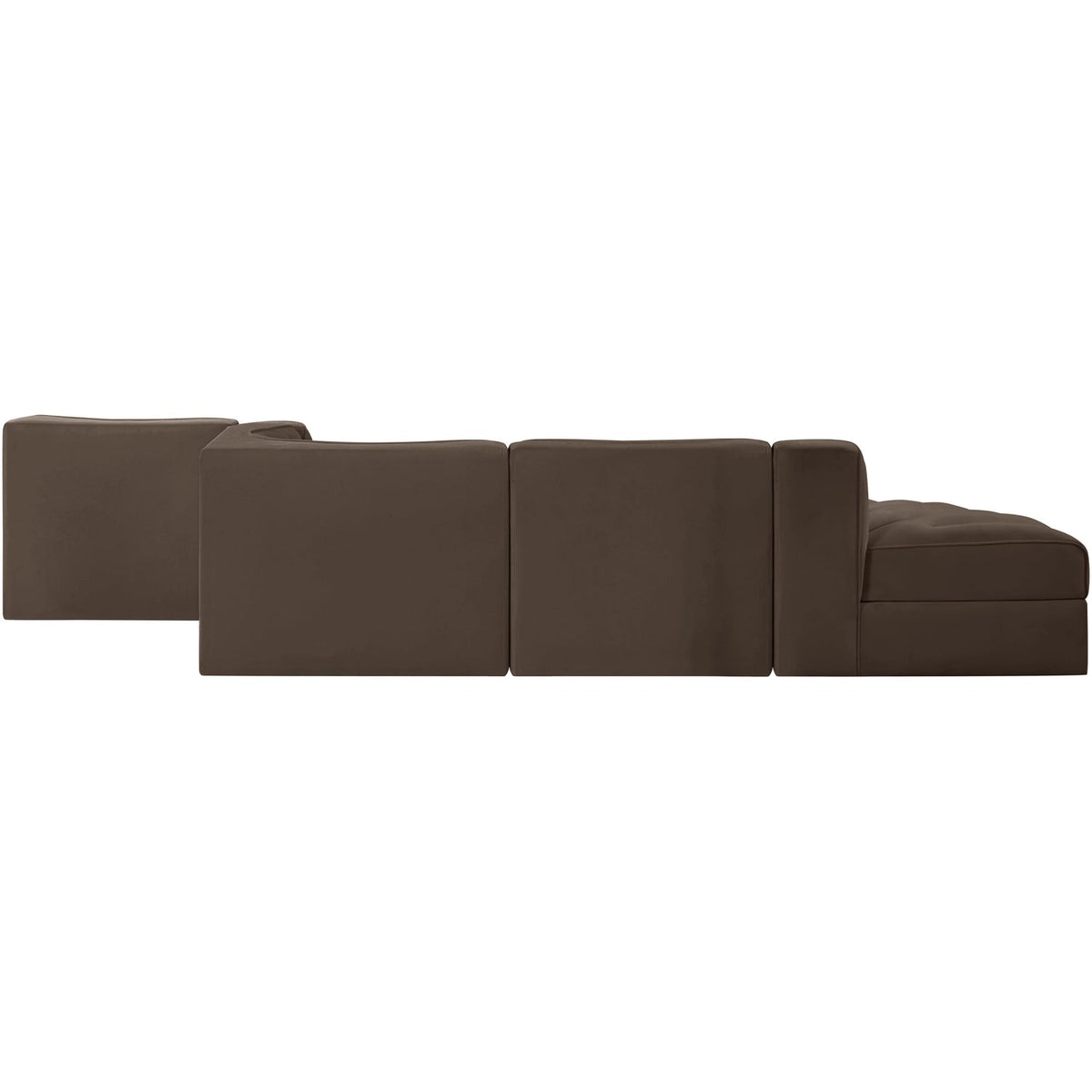 Rummi Brown Velvet Performance Fabric Upholstered 5 Piece Modular Sectional Sofa