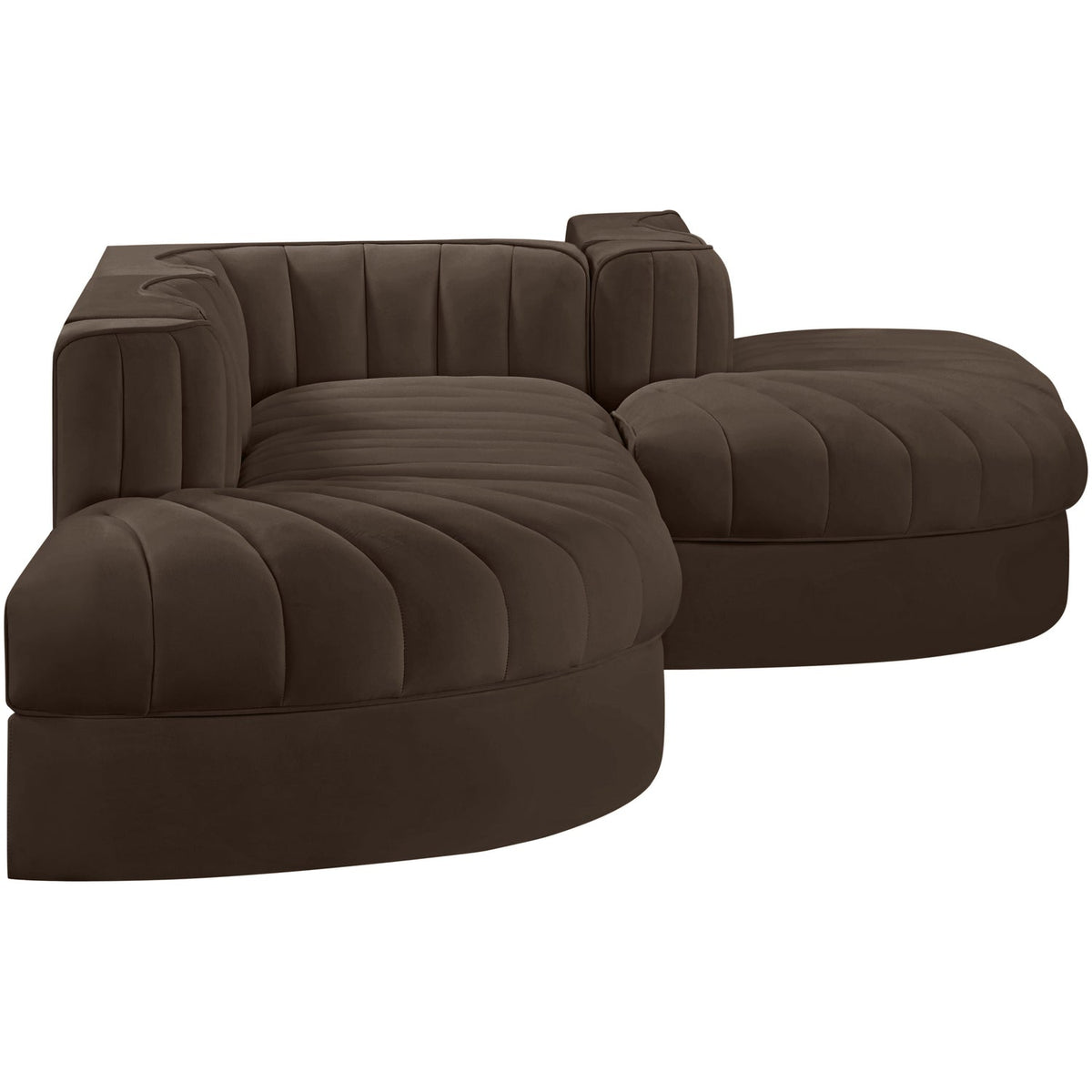 Rummi Brown Velvet Performance Fabric Upholstered 5 Piece Modular Sectional Sofa