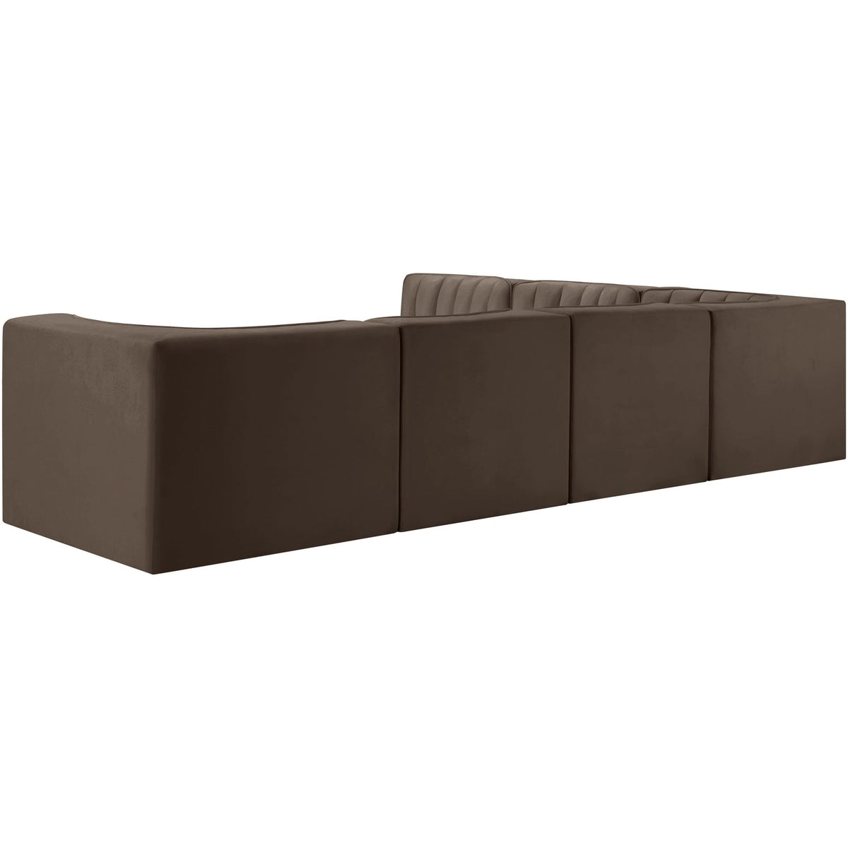 Rummi Brown Velvet Performance Fabric Upholstered 6 Piece Modular Sectional Sofa