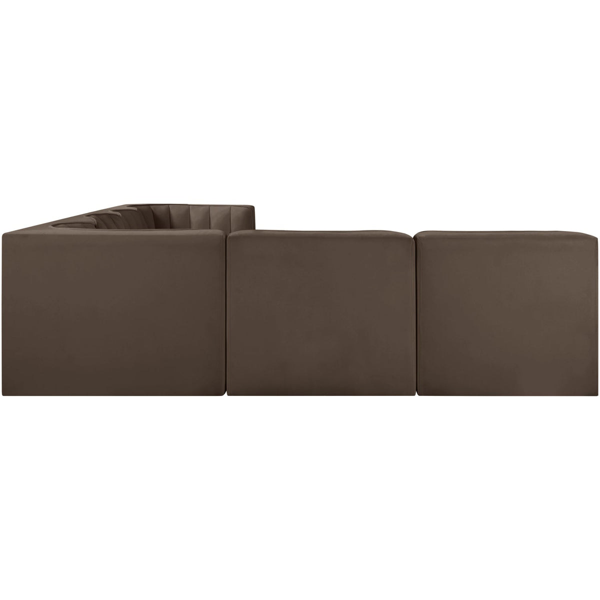 Rummi Brown Velvet Performance Fabric Upholstered 6 Piece Modular Sectional Sofa