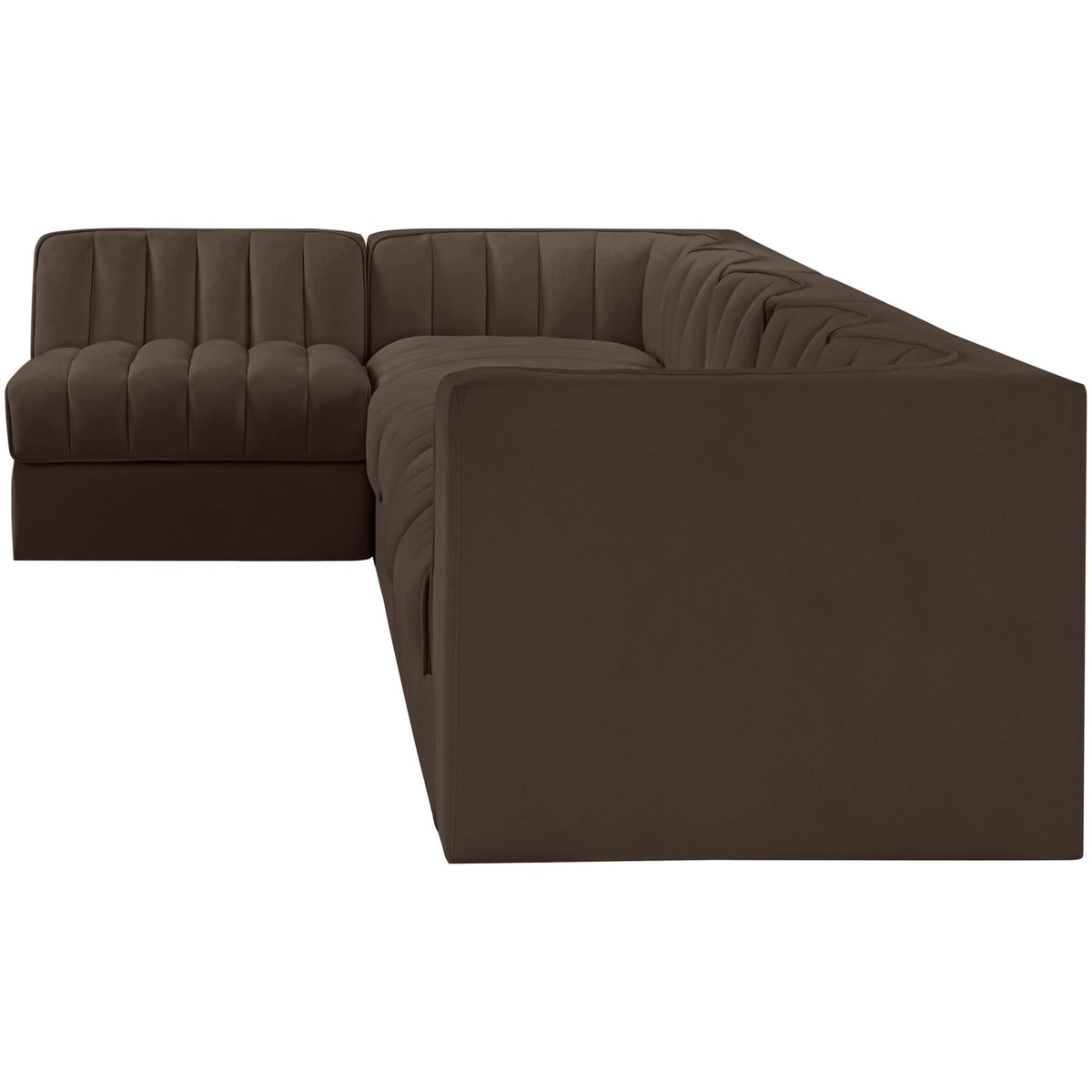 Rummi Brown Velvet Performance Fabric Upholstered 6 Piece Modular Sectional Sofa