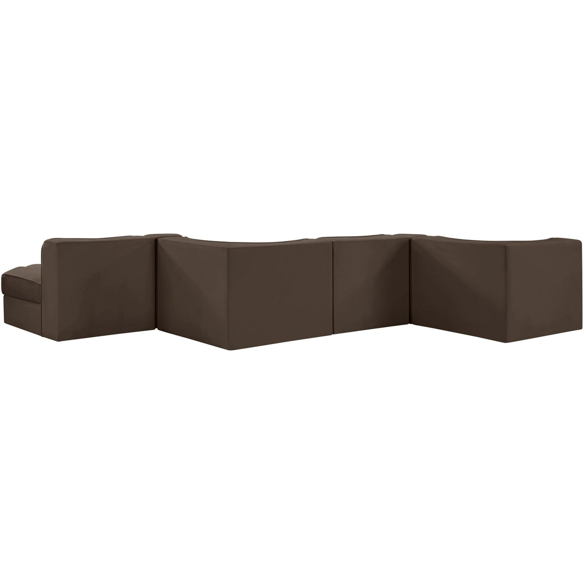 Rummi Brown Velvet Performance Fabric Upholstered 6 Piece Modular Sectional Sofa