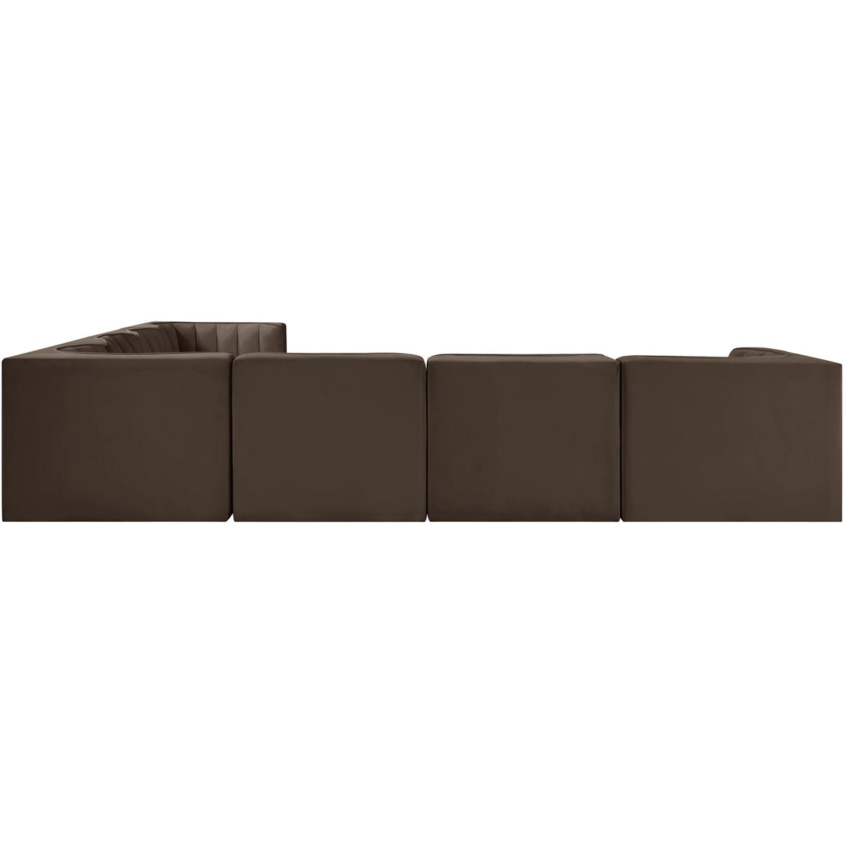 Rummi Brown Velvet Performance Fabric Upholstered 7 Piece Modular Sectional Sofa