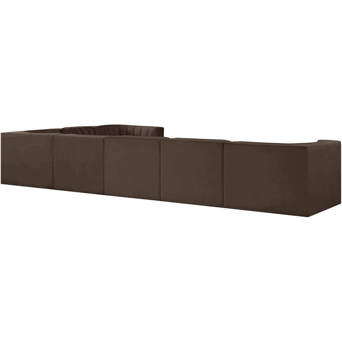 Rummi Brown Velvet Performance Fabric Upholstered 7 Piece Modular Sectional Sofa