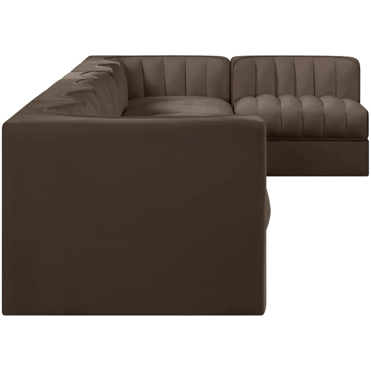 Rummi Brown Velvet Performance Fabric Upholstered 7 Piece Modular Sectional Sofa