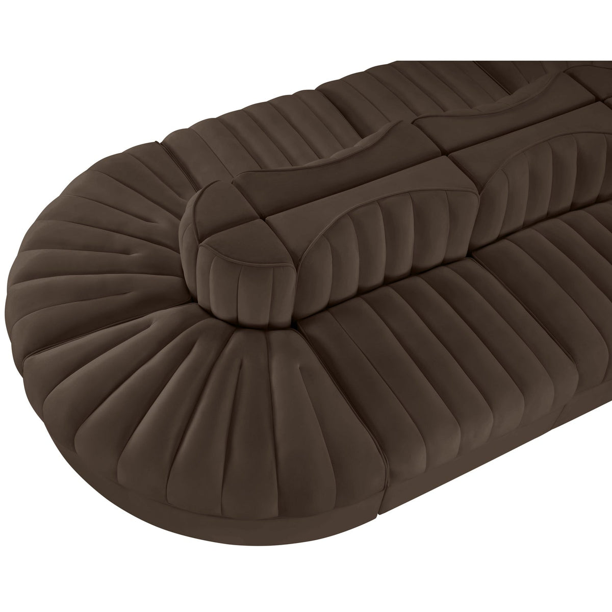 Rummi Brown Velvet Performance Fabric Upholstered 8 Piece Modular Sectional Sofa