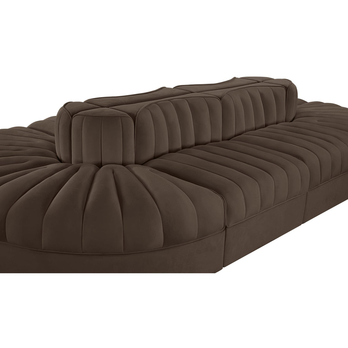 Rummi Brown Velvet Performance Fabric Upholstered 8 Piece Modular Sectional Sofa
