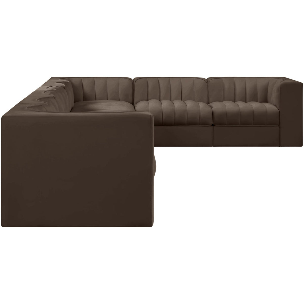 Rummi Brown Velvet Performance Fabric Upholstered 8 Piece Modular Sectional Sofa