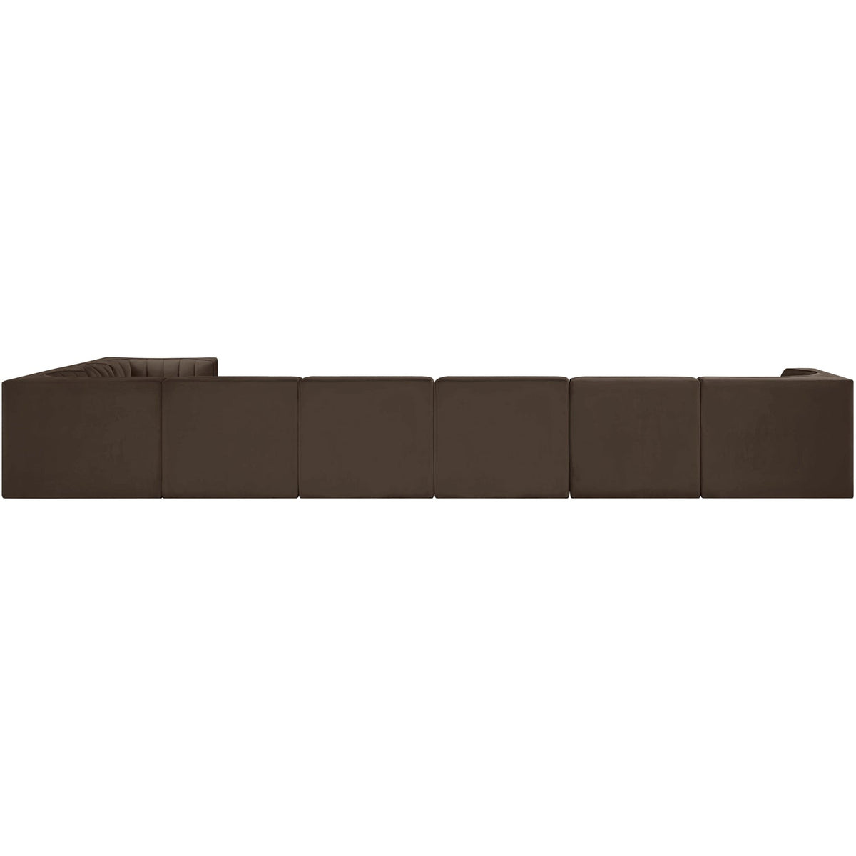 Rummi Brown Velvet Performance Fabric Upholstered 8 Piece Modular Sectional Sofa