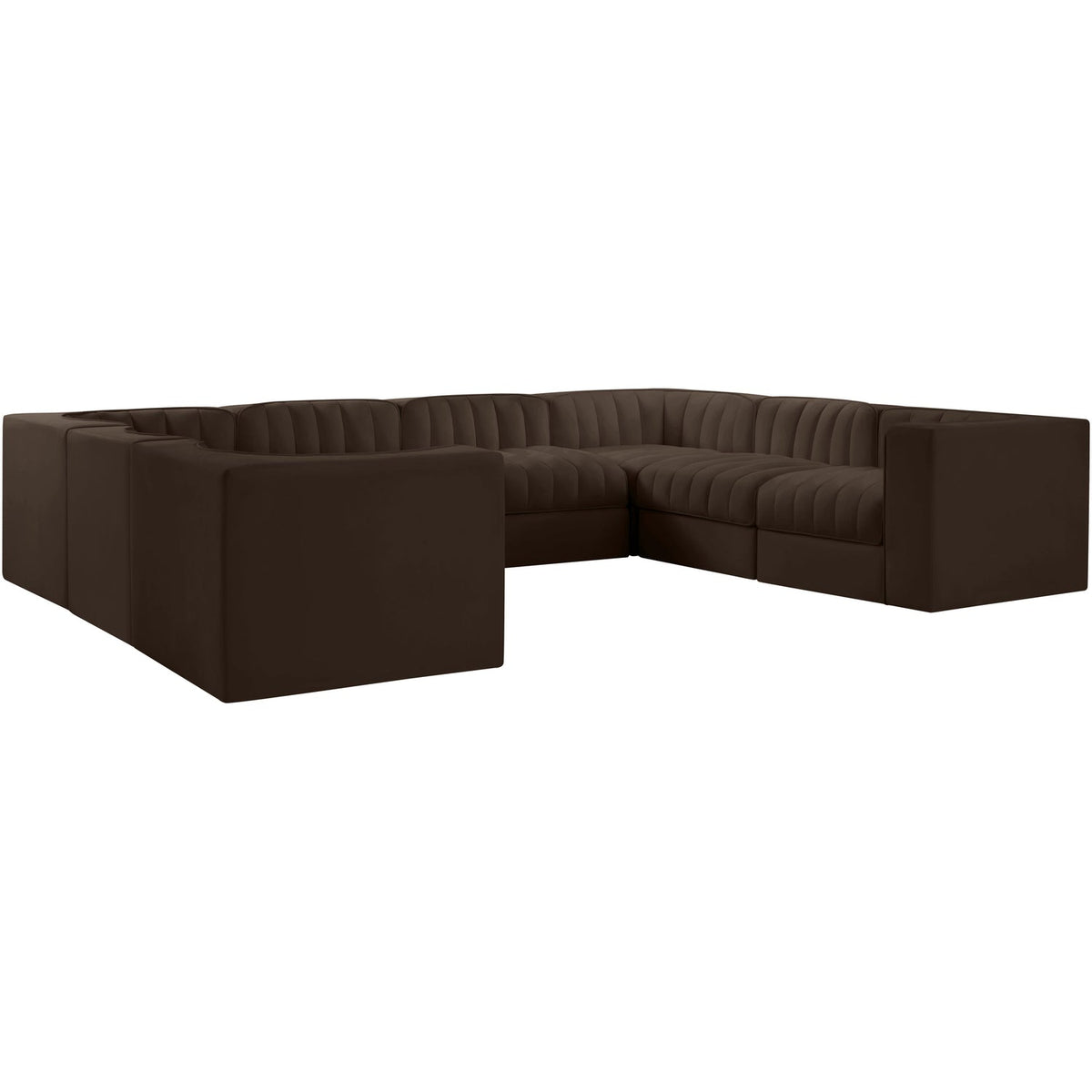 Rummi Brown Velvet Performance Fabric Upholstered Modular Sectional Sofa