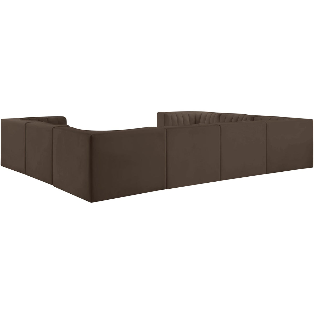 Rummi Brown Velvet Performance Fabric Upholstered Modular Sectional Sofa