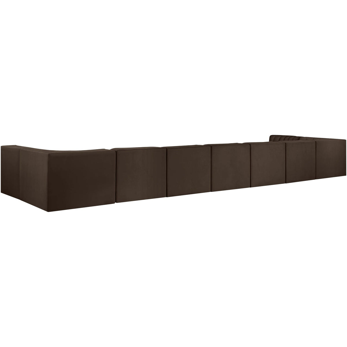 Rummi Brown Velvet Performance Fabric Upholstered 9 Piece Modular Sectional Sofa