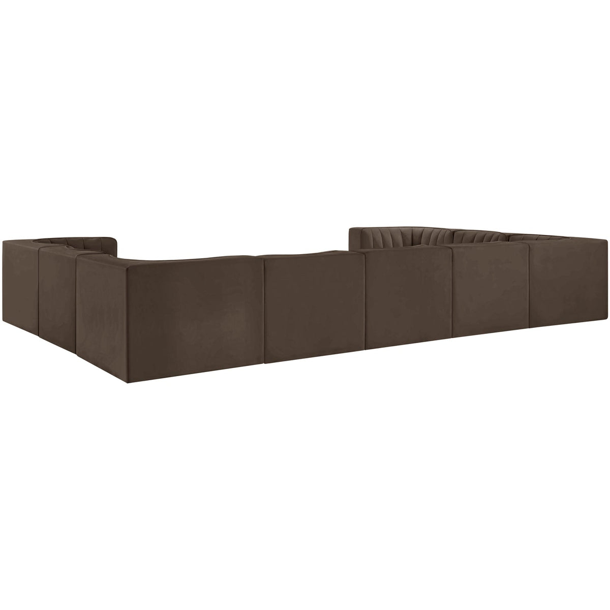 Rummi Brown Velvet Performance Fabric Upholstered 9 Piece Modular Sectional Sofa