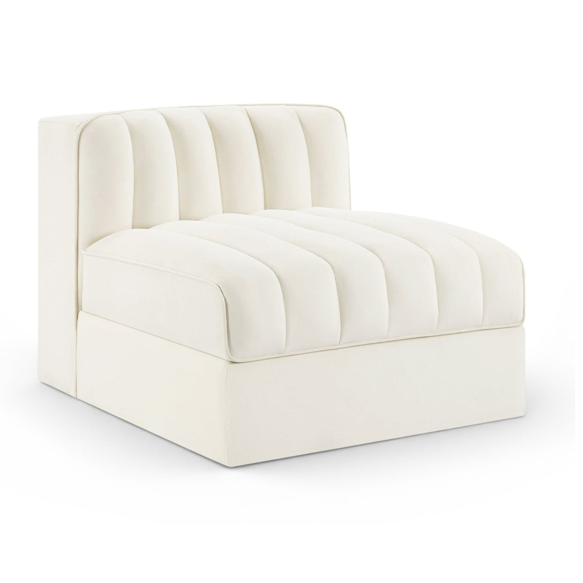 Rummi Cream Velvet Performance Fabric Upholstered Modular Chair in cream velvet, primary product view