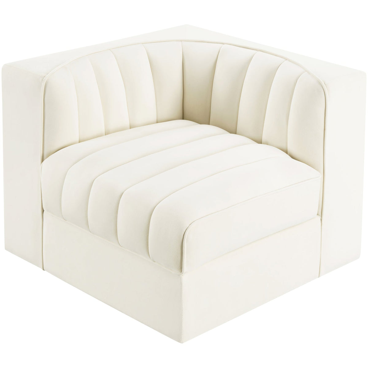 Rummi Cream Velvet Performance Fabric Upholstered Modular Chair