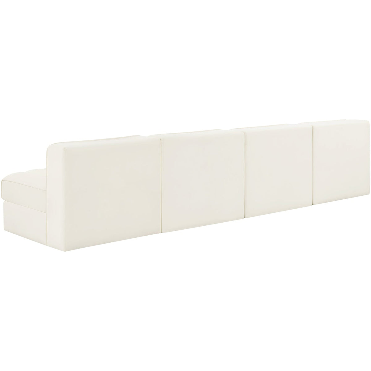 Rummi Cream Velvet Performance Fabric Upholstered 4 Piece Modular Sofa