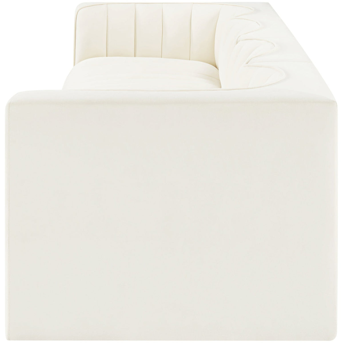 Rummi Cream Velvet Performance Fabric Upholstered 4 Piece Modular Sofa