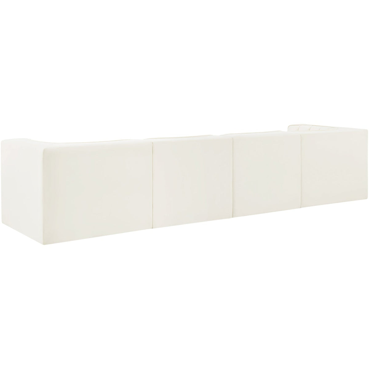 Rummi Cream Velvet Performance Fabric Upholstered 4 Piece Modular Sofa