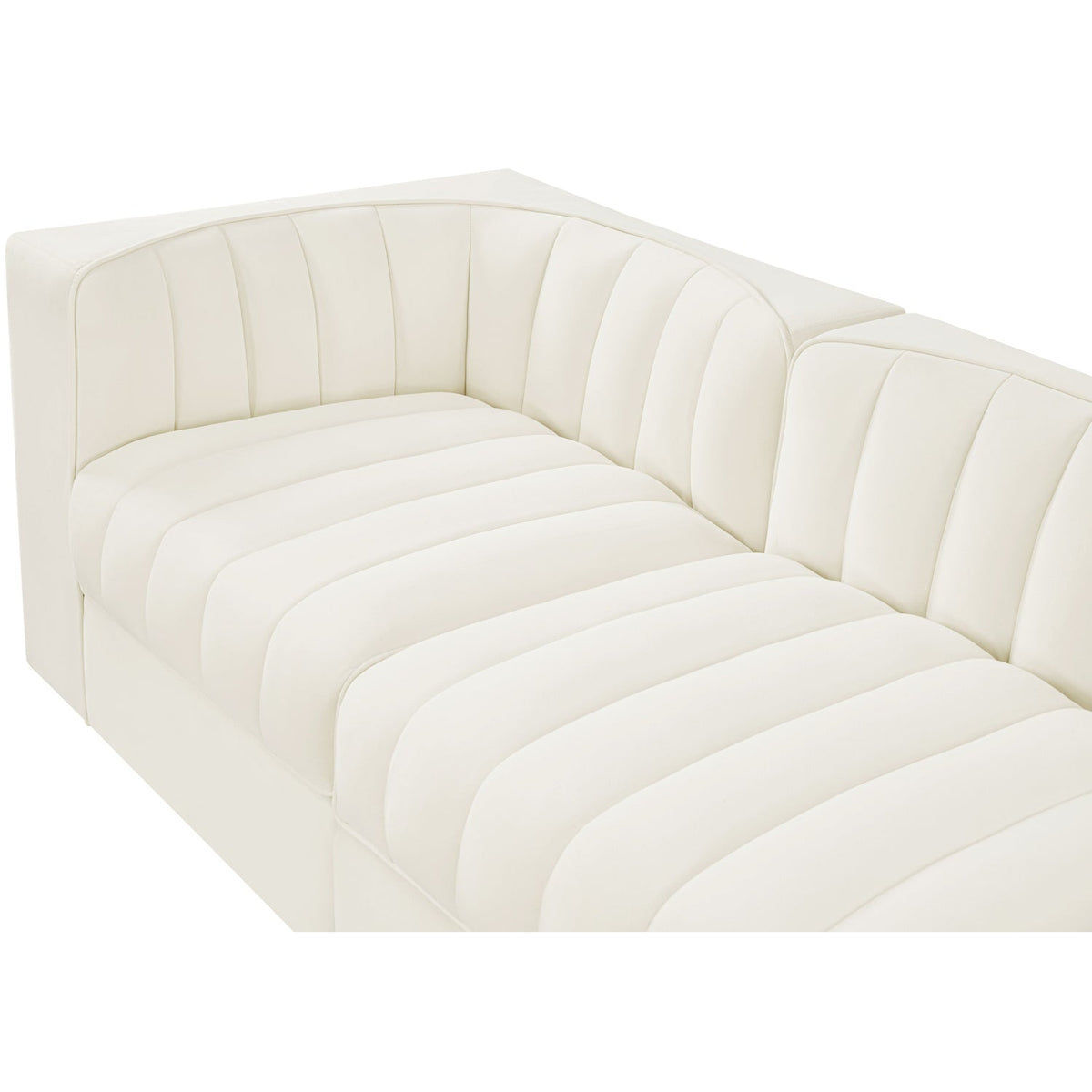 Rummi Cream Velvet Performance Fabric Upholstered 5 Piece Modular Sofa