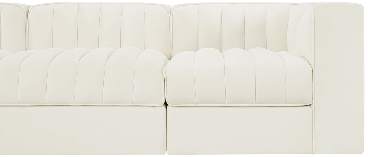 Rummi Cream Velvet Performance Fabric Upholstered 5 Piece Modular Sofa