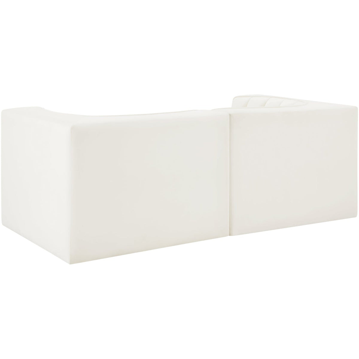 Rummi Cream Velvet Performance Fabric Upholstered 2 Piece Modular Loveseat