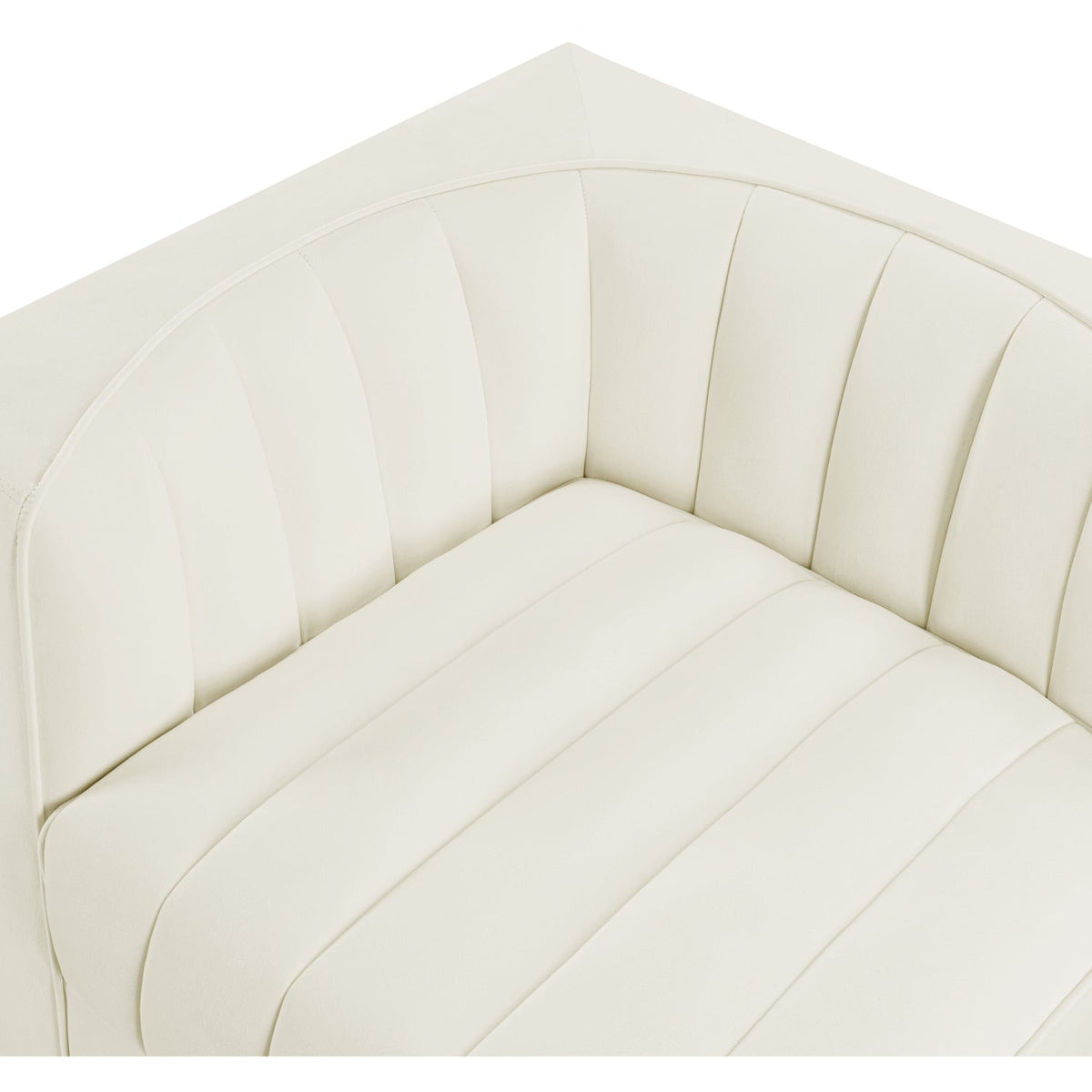Rummi Cream Velvet Performance Fabric Upholstered 2 Piece Modular Loveseat